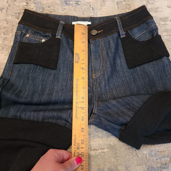 Alberto Makali denim shorts black sweater tights combo pants size 4 - Picture 16 of 17